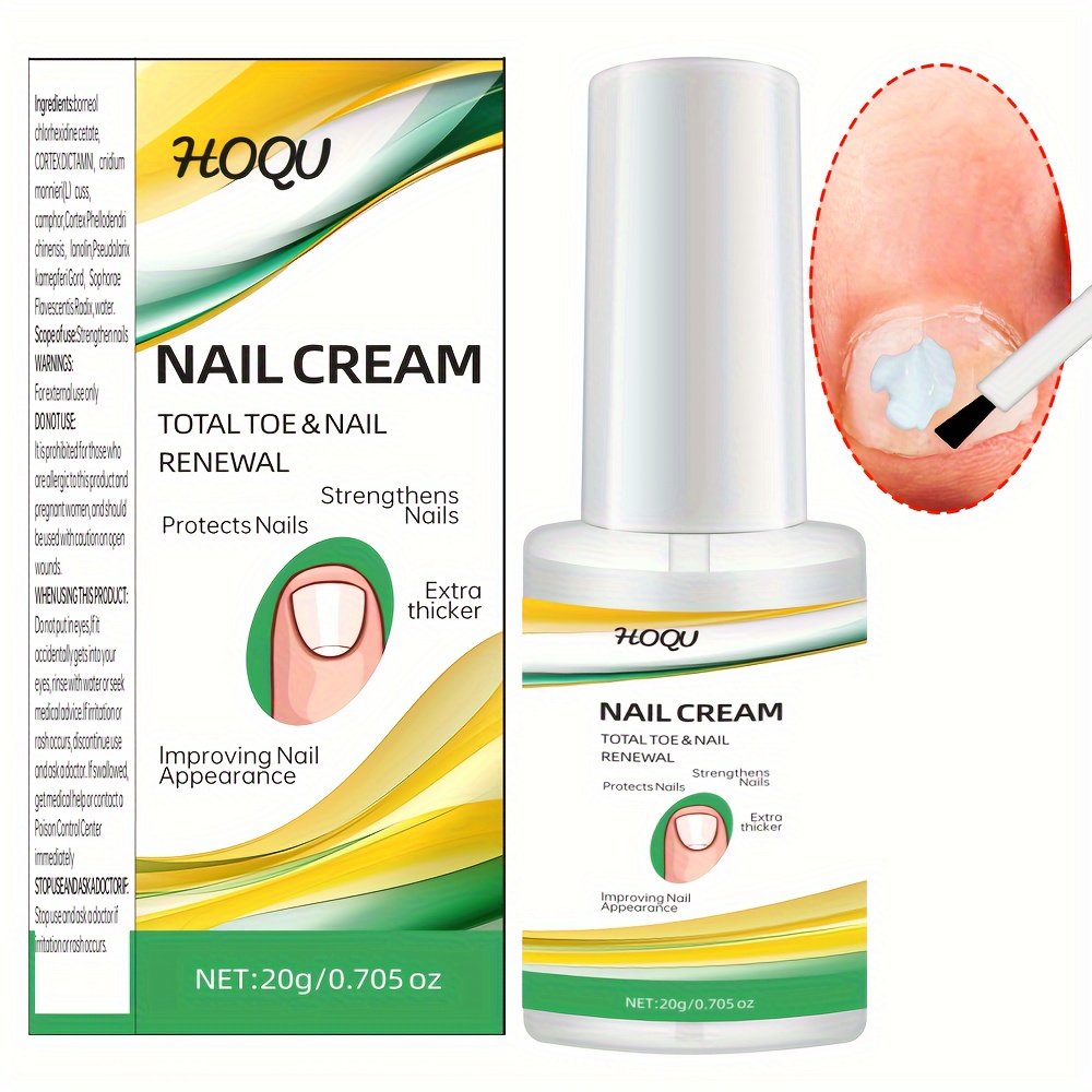 

20g Hoqu Natural Nail Care Renewal Cream, Extra Nail Strengthener For Nail Discoloration & Thickening, Fast-acting Non-sticky Application For Healthy Nails Protect Nails