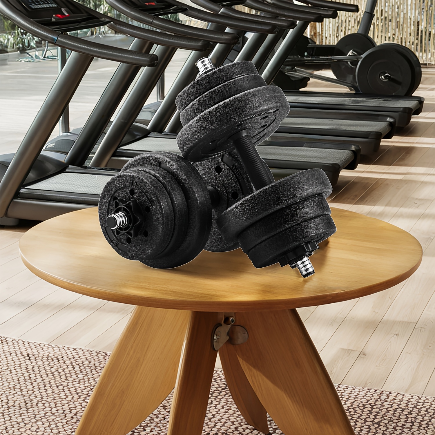 Image of Set Of 2 Dumbbells, 2 X 10 Kg, Adjustable Weights, For Men Women Workout, Fitness Training, Weight Lifting At Home Gym, 42 X 21.5 Cm, Black