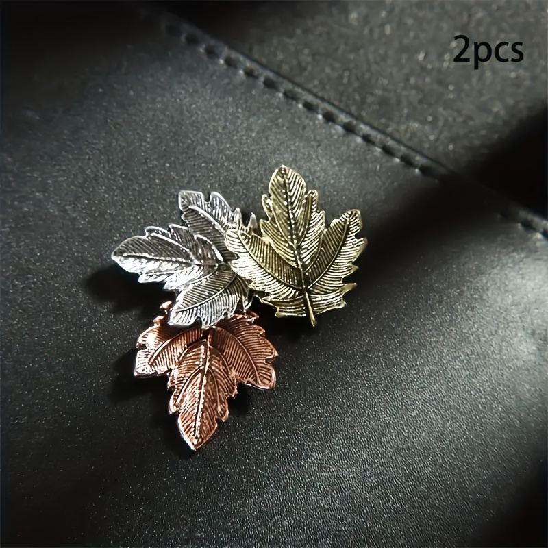 

2pcs Delicate Vintage Maple Leaf Brooches - Elegant Collar And Lapel Accessories For Fashionable Parties And Events!