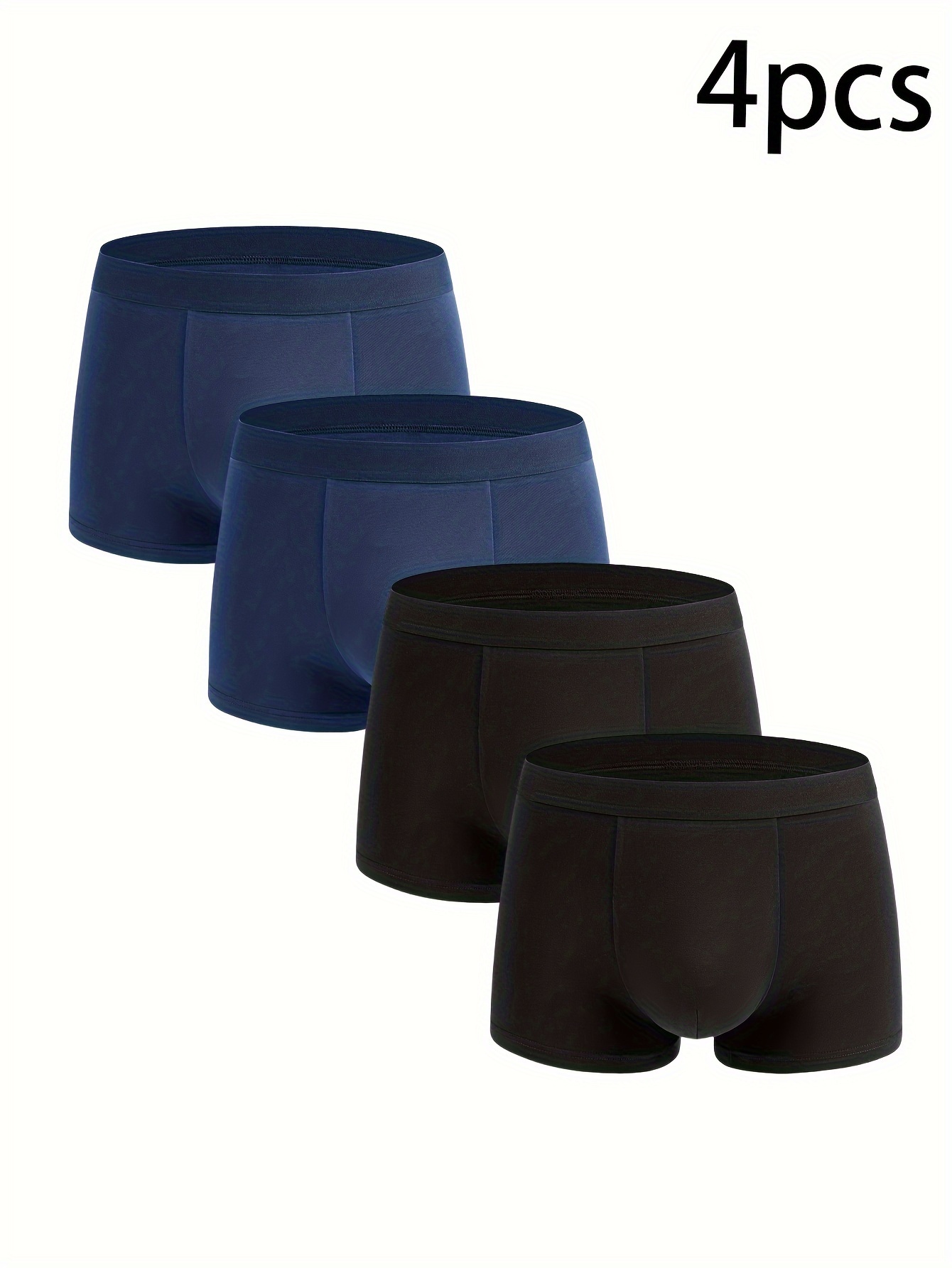 4pcs mens solid   comfortable short boxer briefs breathable and versatile underwear