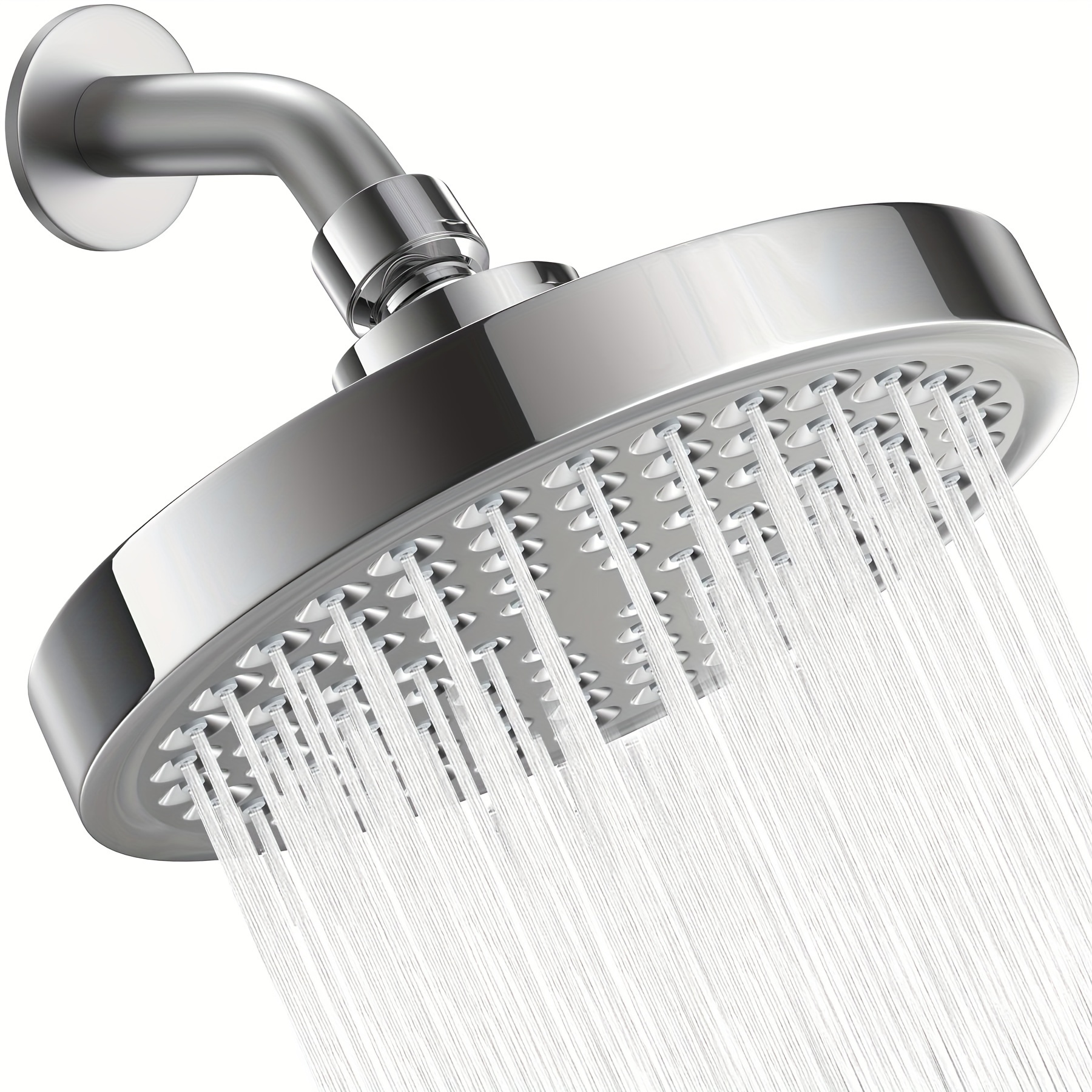 

Shower Head High Pressure Rain Shower Head With Anti-clogging Silicone Nozzles Detachable Rainfall Shower Head Adjustable Angle Luxury Chrome Look 6 Inch Round For Bathroom