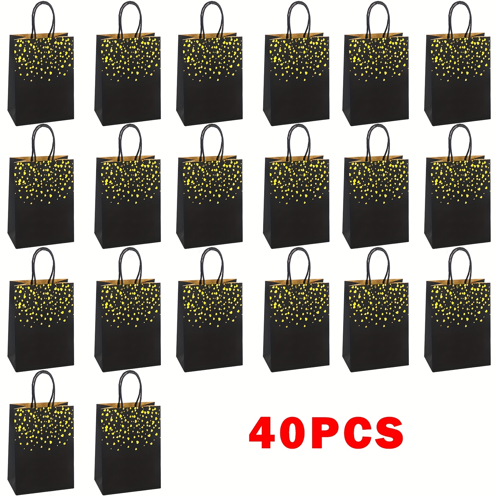 TEMU 40pcs, Black Heart-shaped - Gift Packaging Bags, Paper Gift Bags With Handles, Suitable For Wedding Gift Bags, Christmas, Thanksgiving, Birthday