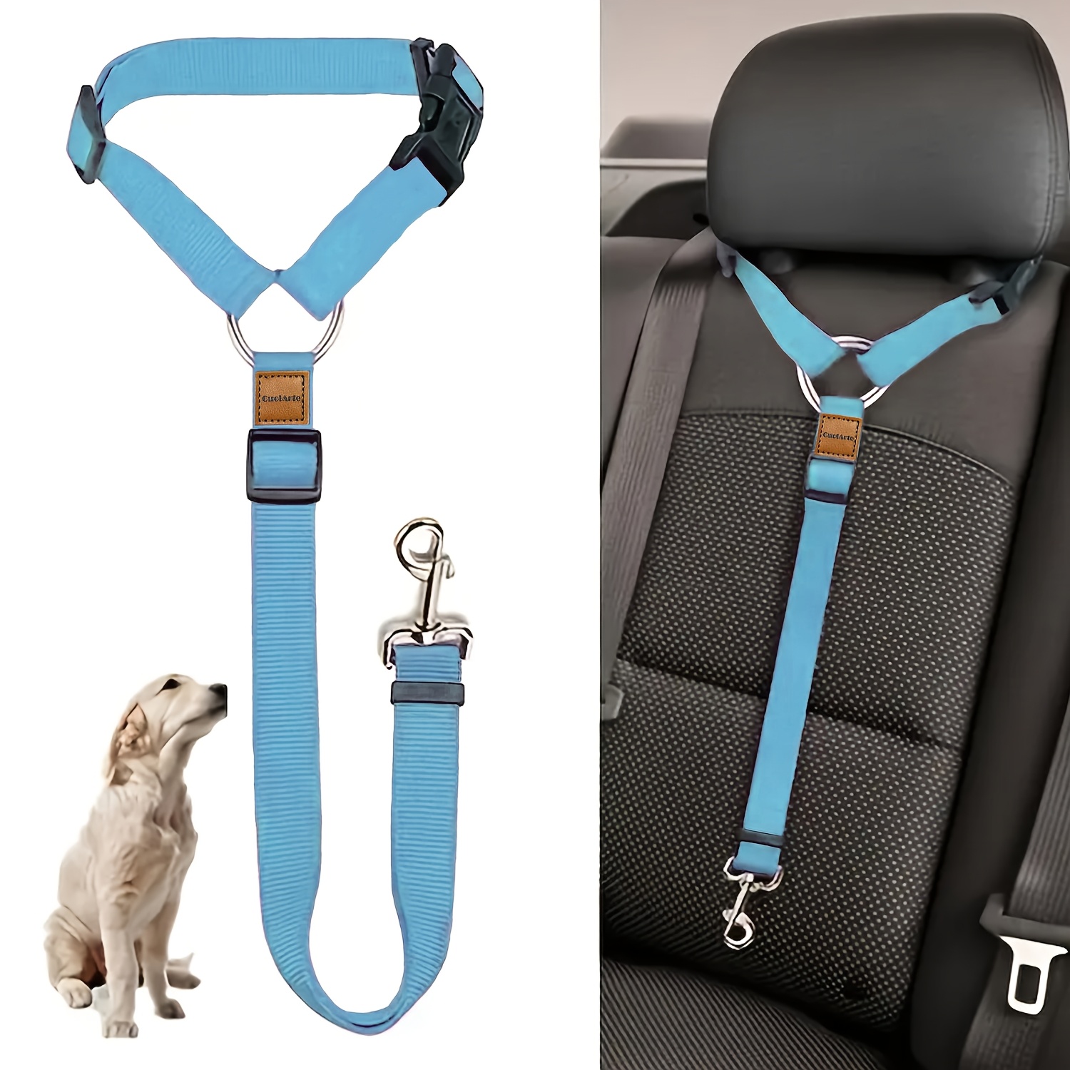 

Retractable Pet Car Seat Belt For Dogs And Cats, Nylon Safety Leash For Rear Seat - Machine Washable