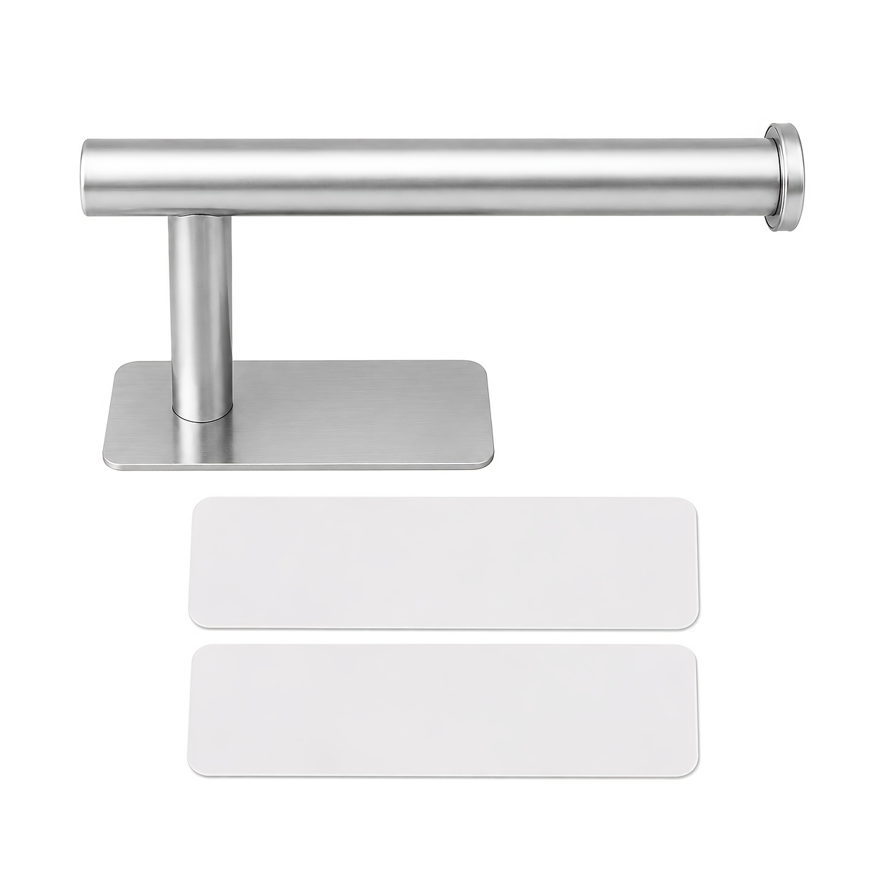 Image of Toilet Paper Holder - Self Adhesive, Toilet Paper Holder, Brushed Nickel, Wall Mounted, Bathroom, Toilet - Stainless Steel Roll Dispenser - Bathroom Storage Additions