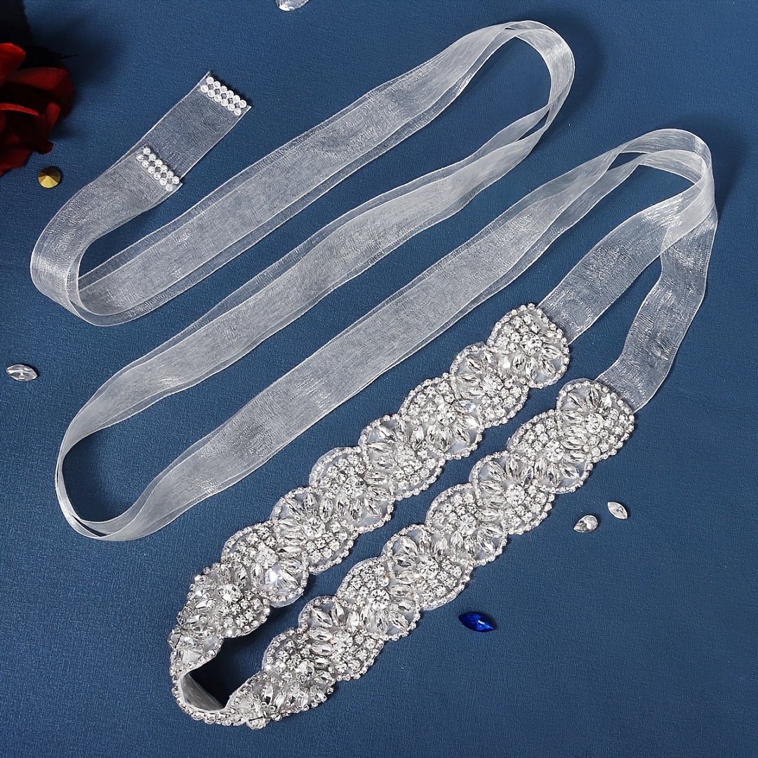 Faja Cinturones Plata Vestido Faja Elegante Pedrería Cinturón