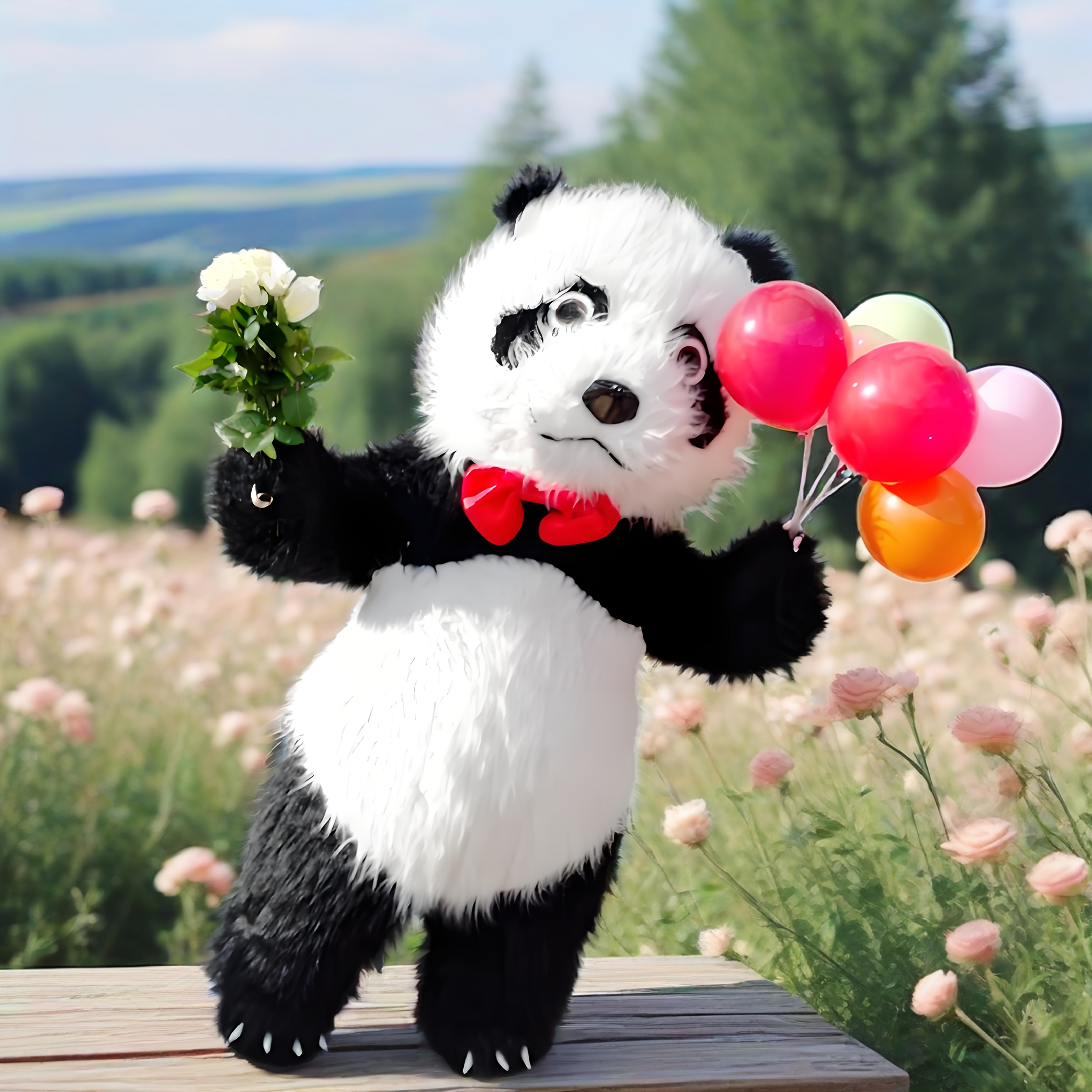 giant black and white panda plush cartoon figurine costume cute animal doll zodiac panda for   photo props halloween   without battery 0