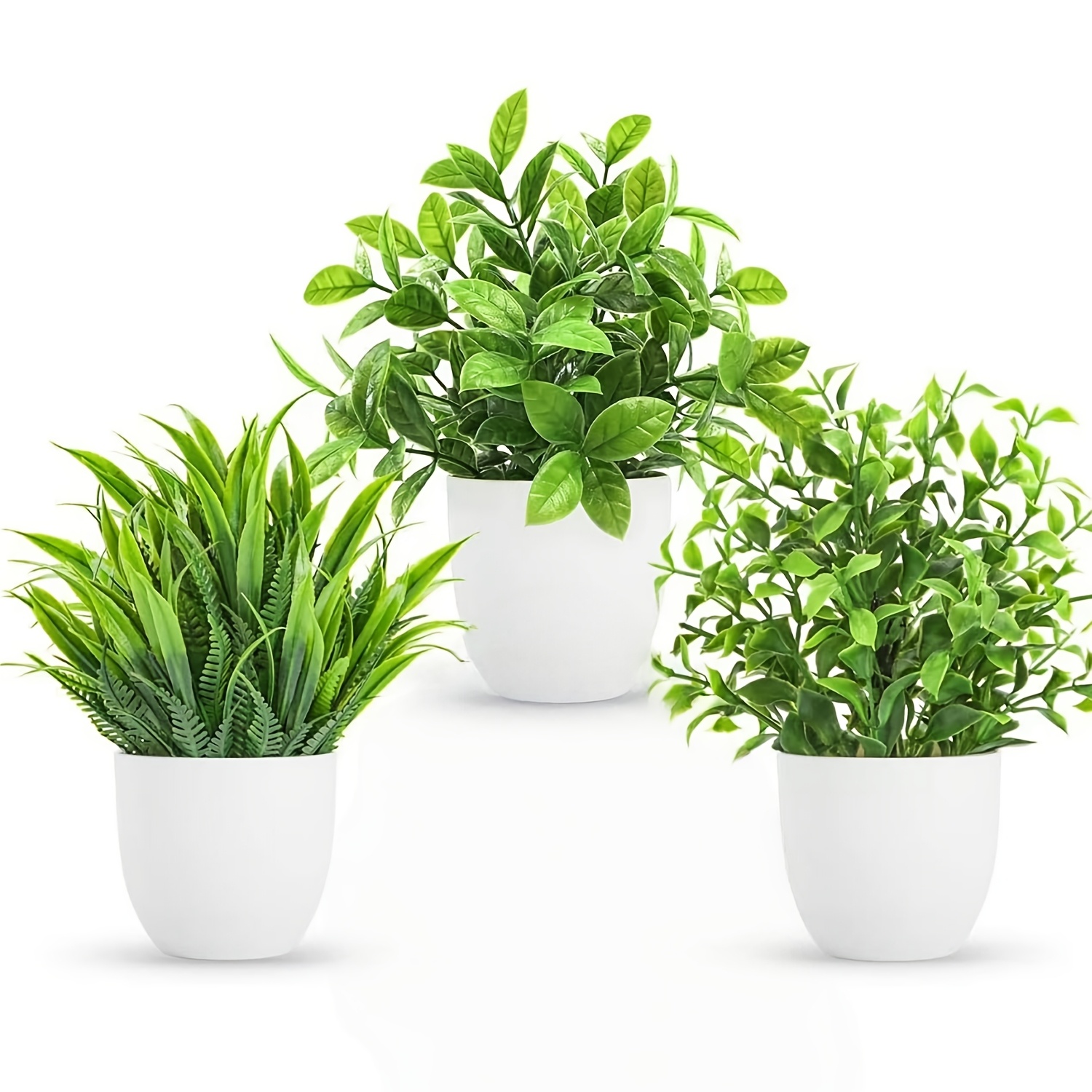 Image of 3pcs Indoor Artificial Potted Plants, Small Mini Potted Artificial Plants, Suitable For Home, Office, Bookshelf, And Farmhouse-style Bathroom Decor