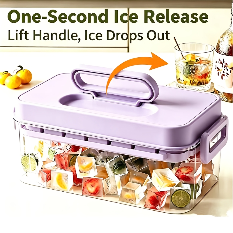 Quick-Release Ice Tray with Lid and Bin