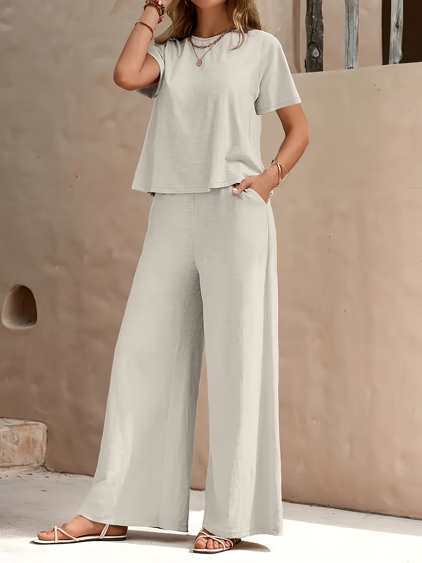 women's loungewear set soft comfortable short sleeve top Temu