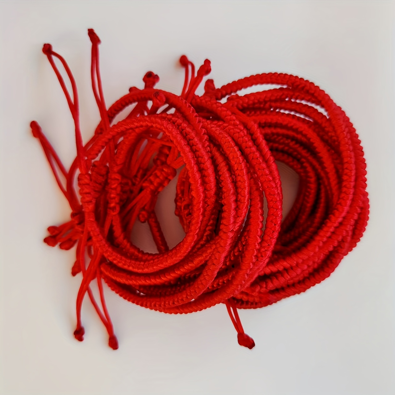 2pcs Red Rope Lucky Knot Bracelets, Handwoven Adjustable