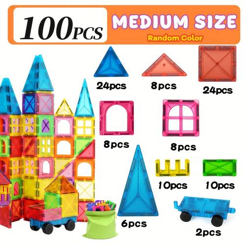 kids magnetic building blocks stem suitable for magnetic connectors blocks for creative construction stackable tower building ideal for birthday or supplies color random color