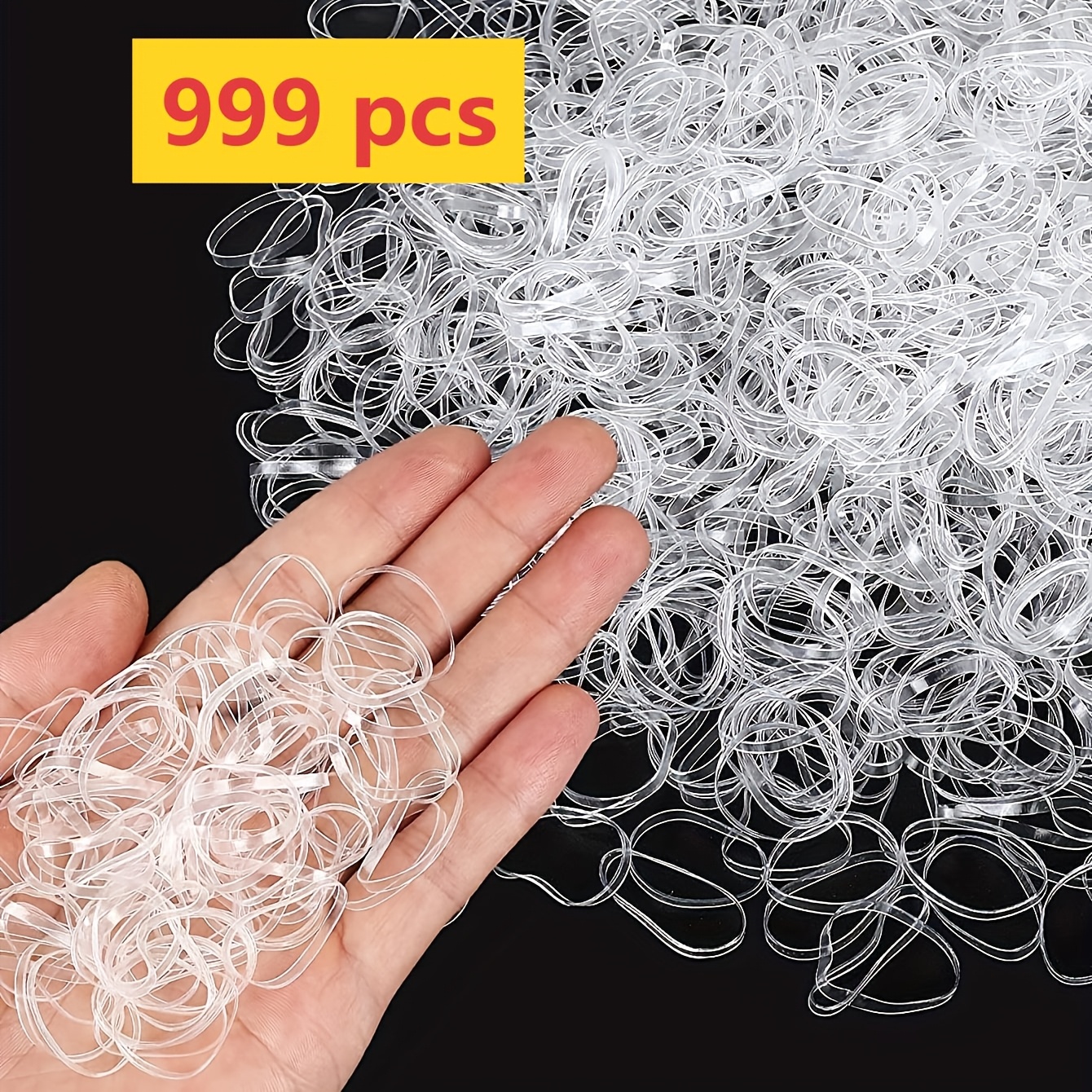 TEMU Confezione da 999 pezzi di elastici per capelli sottili monouso trasparenti ad elasticit�, grande capacit�, per capelli invisibili che non