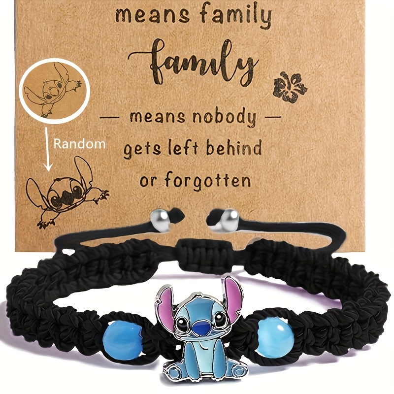 Disney'S Stitch Braided Bracelet with December Birthstone