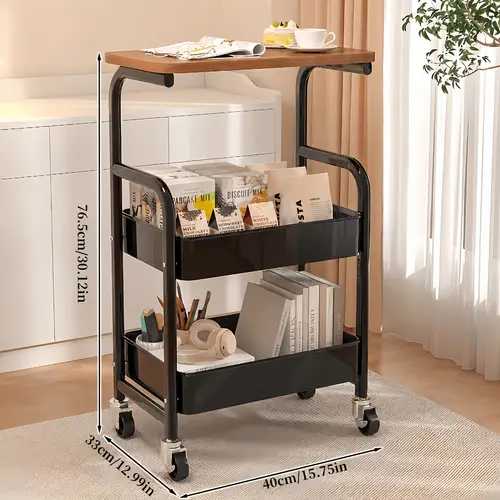 three layer rolling cart multi functional metal storage rack durable portable wheels suitable for home or office use office storage and organization rolling cart
