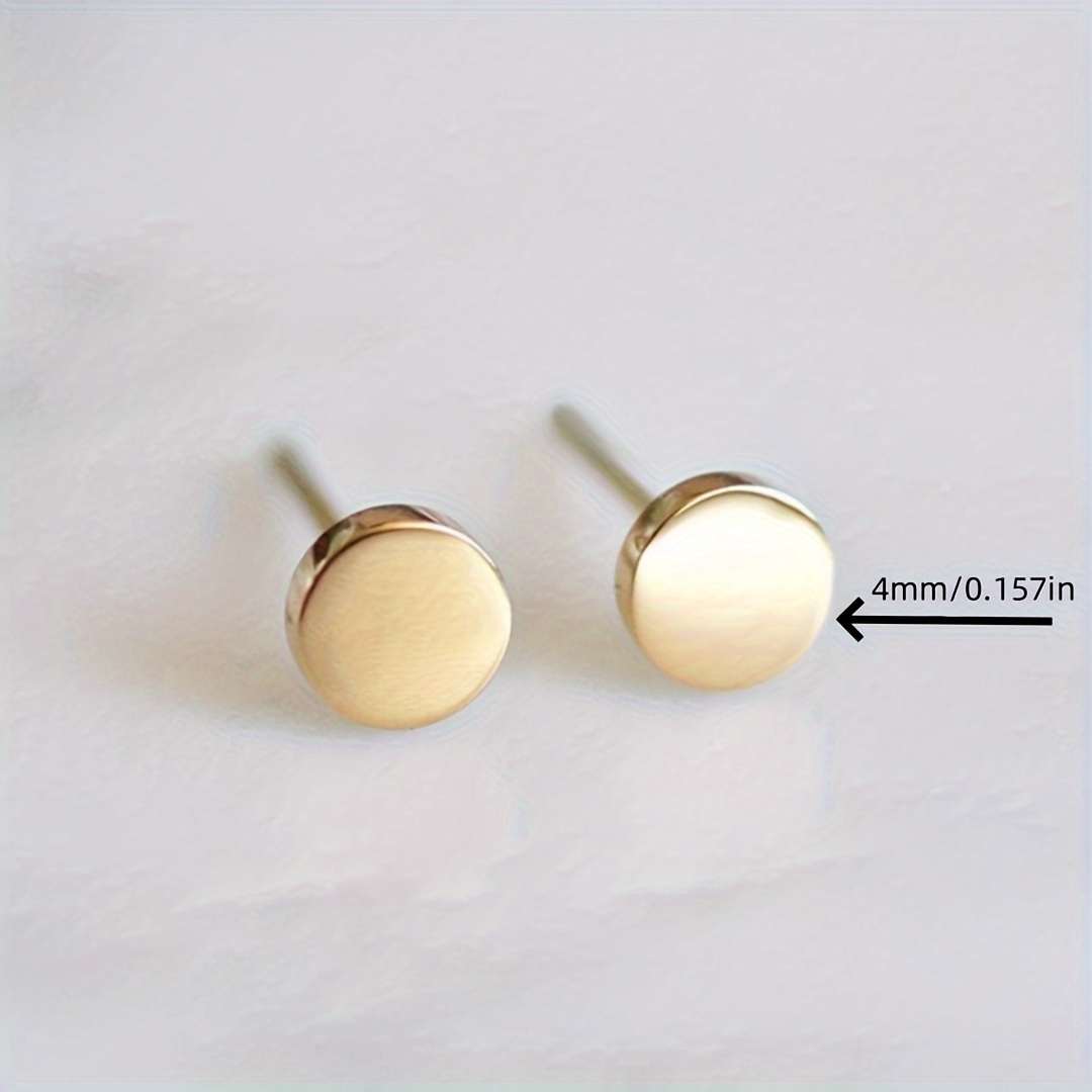 1 Pair Of Stainless Steel Stud Earrings For Women, Featuring A Trendy And Minimalist Round Design, Wear