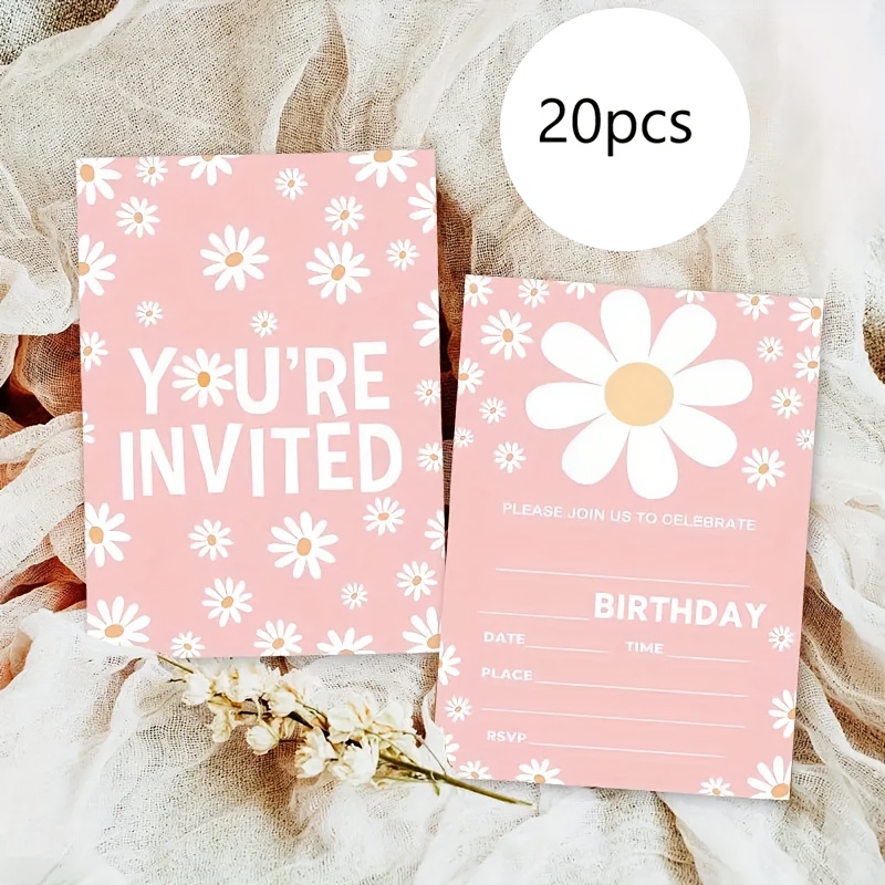 E-shop 20 Stück Geburtstagskarten mit Sonnenblumenmuster, zum Feiern von -Geburtstagen. Diese Einladungen sind ideal für mit Freunden, Klassenkameraden