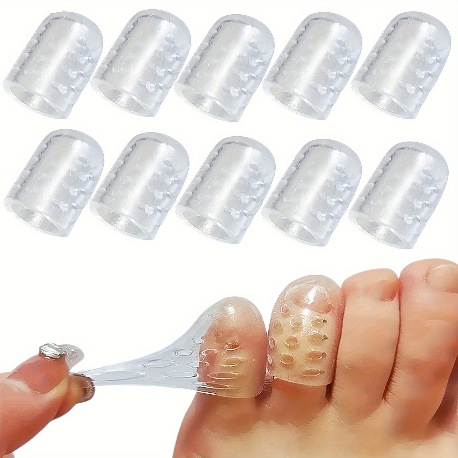10 Silicone Anti-Friction Toenail Covers: Breathable Gel Toenail Protectors, Soft Foot Care Accessories, Unisex Odorless Toenail Caps, Small Toe Anti-Friction Nail Tubes, Breathable Anti-Breakage Pads, Suitable for Manicure, Sports & Outdoor Activities, Reusable Soft Comfortable Silicone Gear, Running, Cycling, Gym, Hiking Specialized