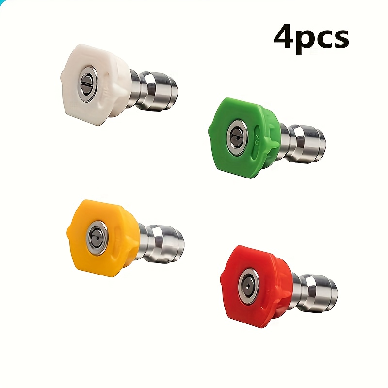 E-shop 4-teiliges Hochdruckreinigungsgerät Auto Reinigungsgerät Hochdruckdüse Reinigungsgerät Schnellanschluss 0 Grad 15 Grad 25 Grad Drucklüfterdüse