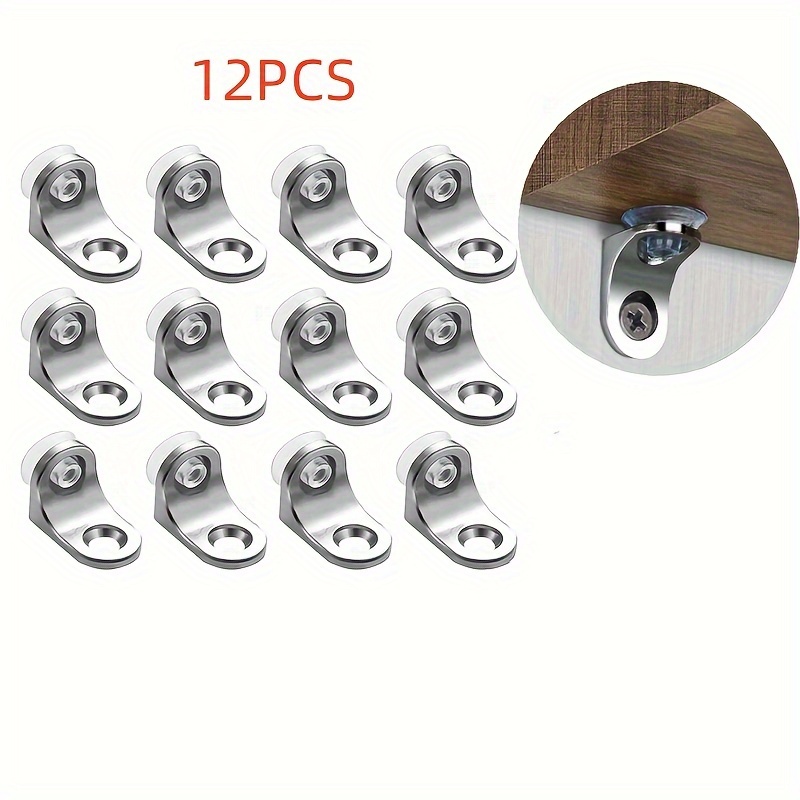 12 Alloy Solid Bookshelf Brackets With Fixed Wall-mounted Bracket Furniture Partition Bracket Support Rounded Corner Extra Thick Bookshelf Cabinet Shelf Fixed Support Pin Silvery