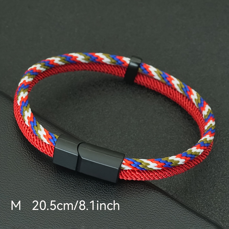 Men's Handmade Woven Bracelet, Detachable Clasp, Outdoor Style
