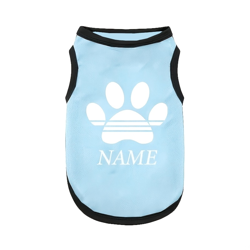 TEMU Personalized Mesh Pet Vest - Breathable Spring/summer Paw Print Pattern, 4 Sizes , - Lightweight Customizable Pet Apparel