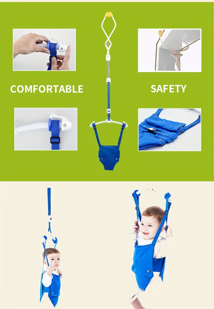 adjustable   walking harness with comfort seat   nylon blue   home outdoor play details 1