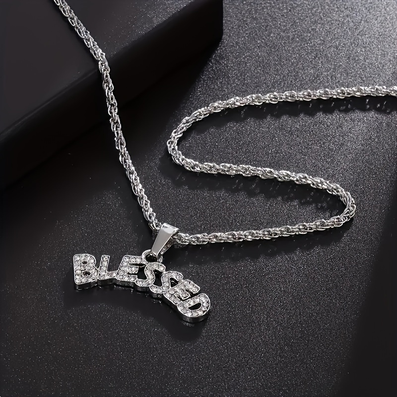 Image of Hip Hop Ice Out Shiny Letter Pendant Necklace For Men Festival Rapper Party Jewelry Gift