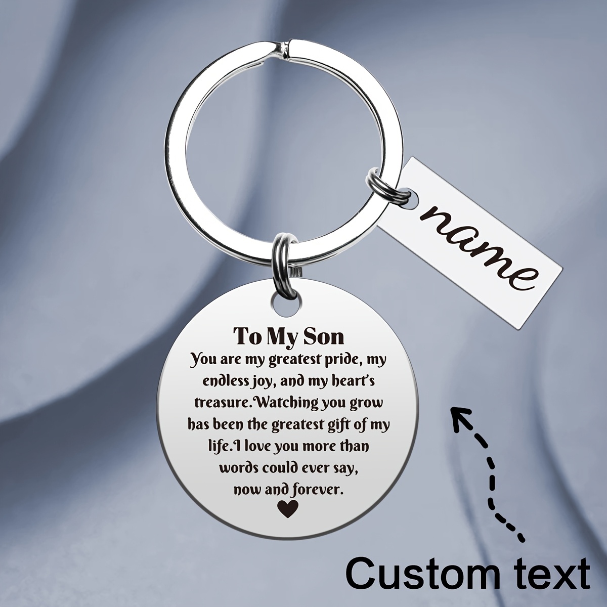 TEMU [personalized] Custom "to My Son" Keychain With Message - Personalized Stainless Steel Keyring, Ideal For Birthday, Christmas, Graduation -