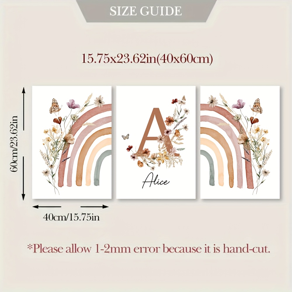 3pcs Personalized Name Poster - Butterfly Wildflower Canvas Art