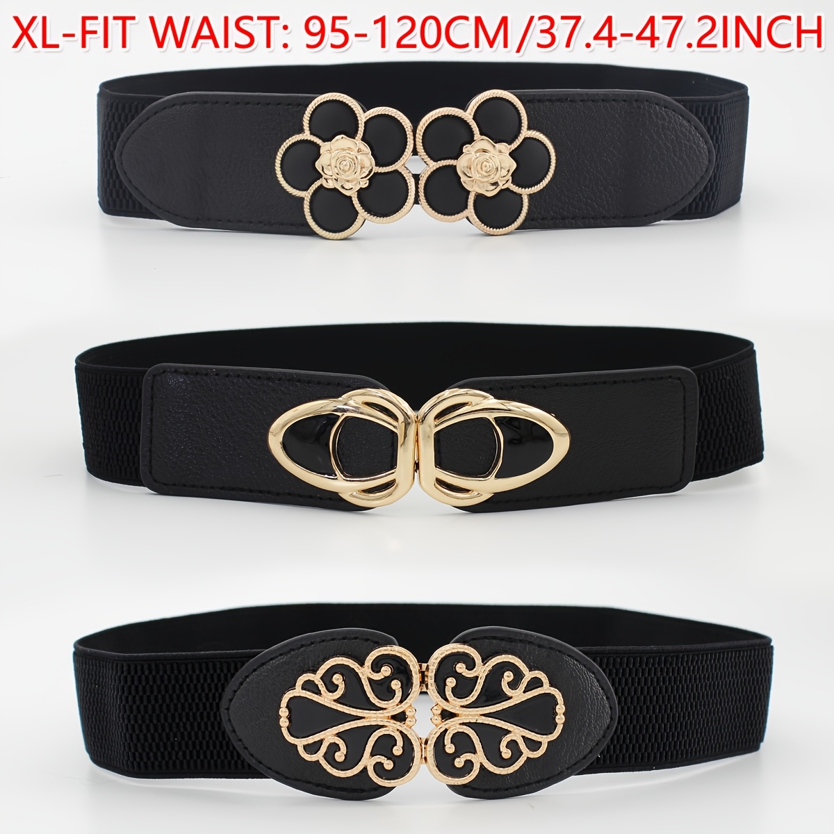 3pcs Women's Waist Bands, 4cm Wide Elastic Loose Belts, Plus Size
