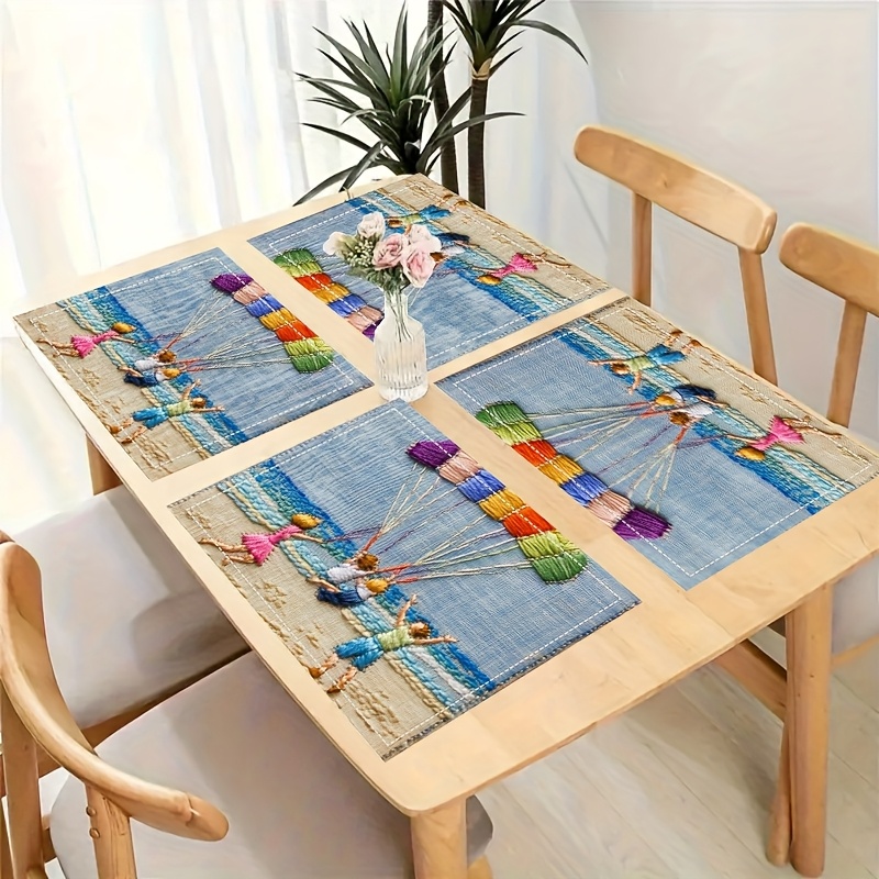 

4pcs, 2025 's Day Placemats, Linen Placemat 12x18in, 30x45cm New Year Decoration, Parachuting, Ideal For Anniversaries, Weddings And Parties, Living Room, Dining Table, Home Decoration, Cwbcd01032822