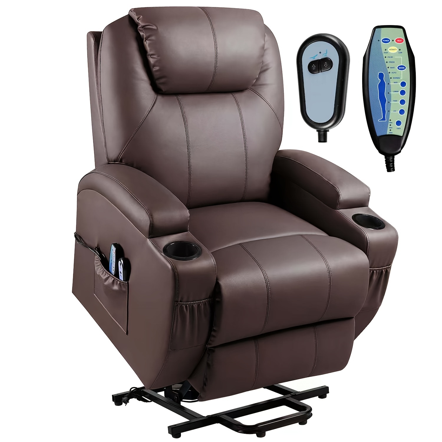 TEMU Recliner With Massage And Heat, Faux Leather