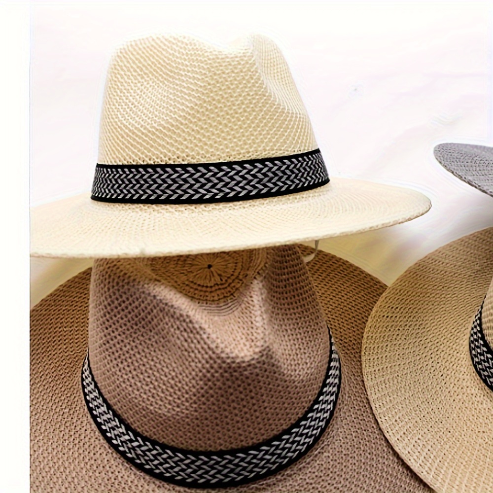 Hat Male Summer Travel Vacation Beach Hat Wide Brim Sun Hat - Temu Canada