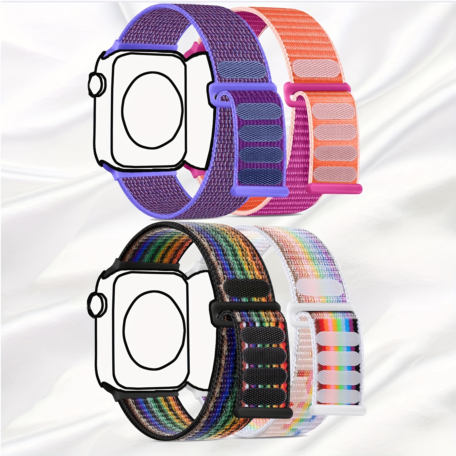 

2-pack Adjustable Nylon Solo Loop Bands For Watch 38mm-49mm - Stretchy, Braided Sport Straps With Magic Tape Closure - Compatible With /se2/series 1-9 Watch Strap Watchbands
