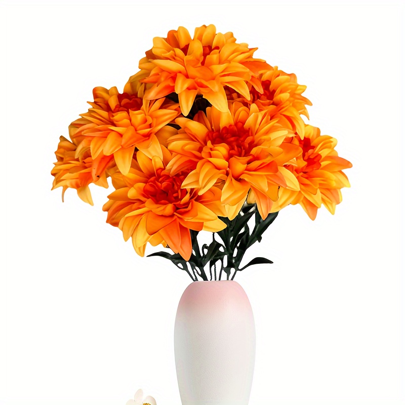 

1pc Simulated 7 Artificial Dahlia Silk Flowers, Artificial Flowers Mother's Day Bouquet, Wedding Party, Office Center Decoration, Flower Arrangement, Home And Outdoor Decoration ( Orange)