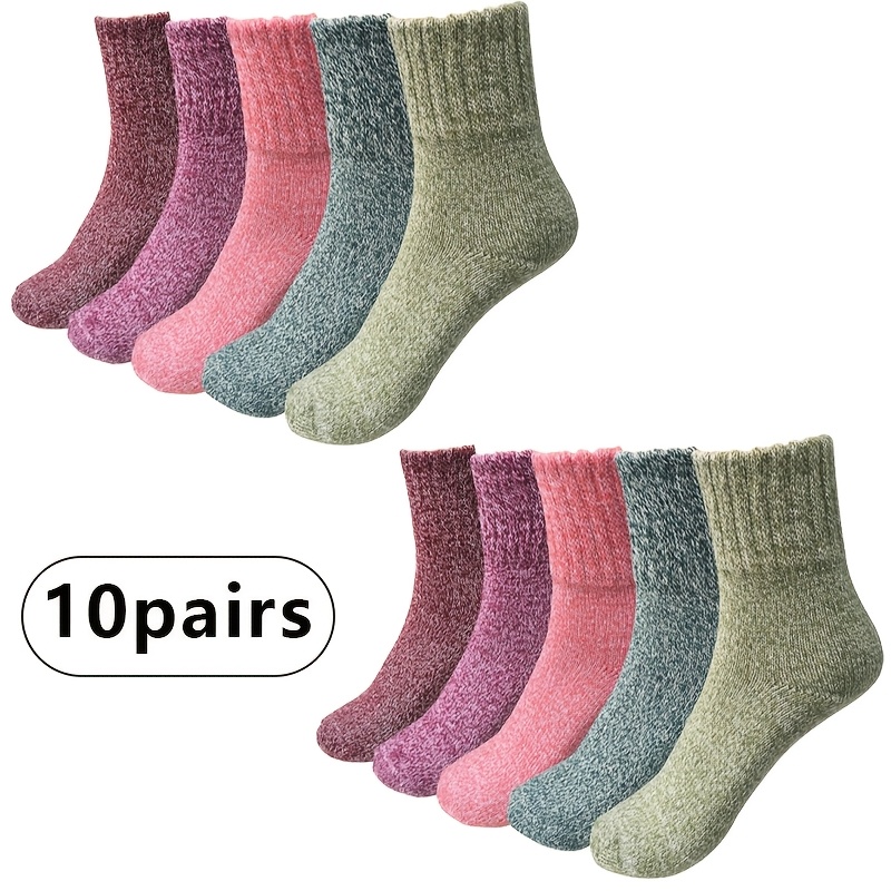 TEMU 10 Pairs Of Socks In A Pack, Fleece Mid-calf Warm Women's Socks, Winter Women's Ethnic Knitted Thickened Women's Socks