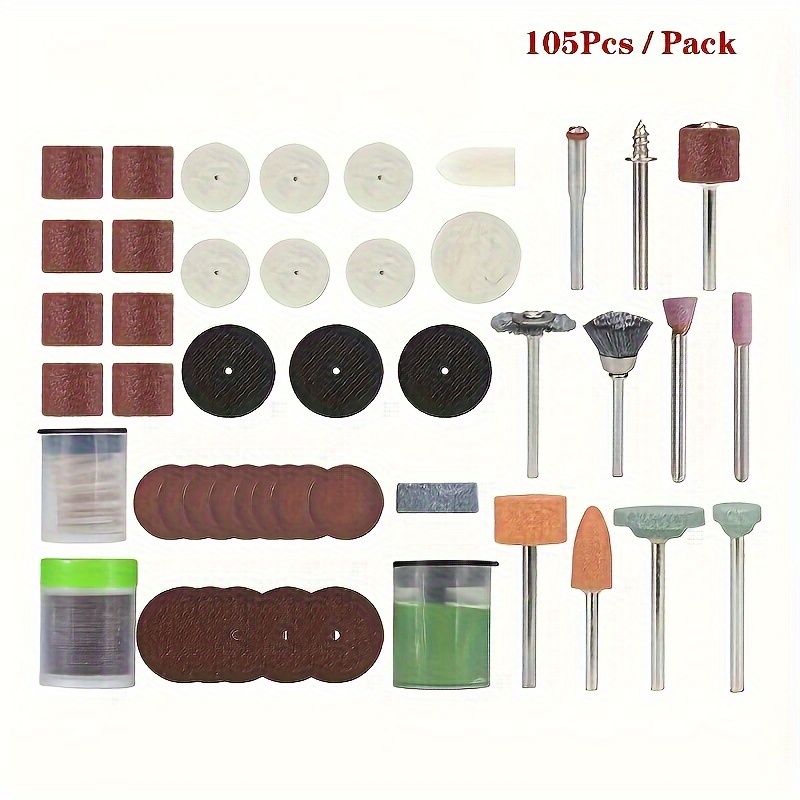 TEMU 105pcs Diamond-coated Polishing Kit - High- Grinding Wheel For Woodworking, , And Metal Cutting - Grinder Accessories Durable Construction And Versatile Applications