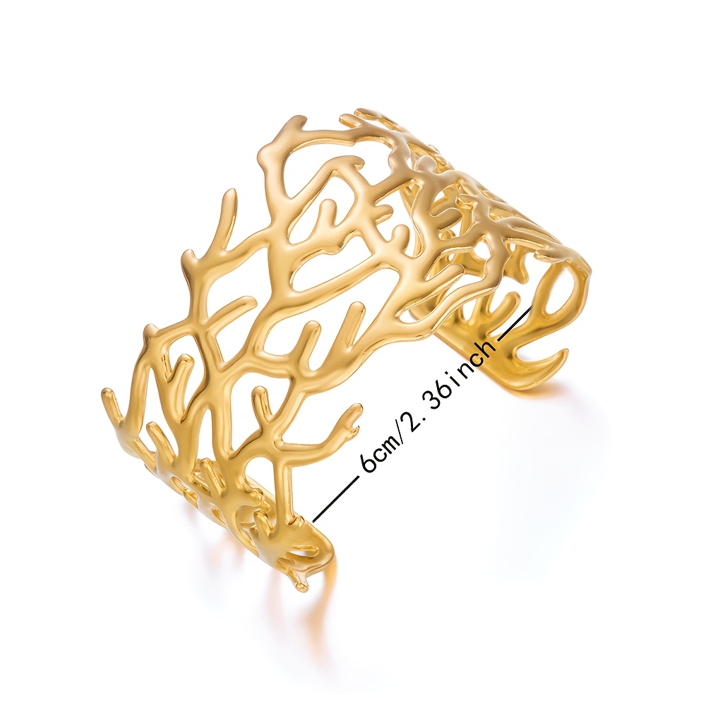 Middle Eastern Metallic Geometric Open Bangle Bracelet