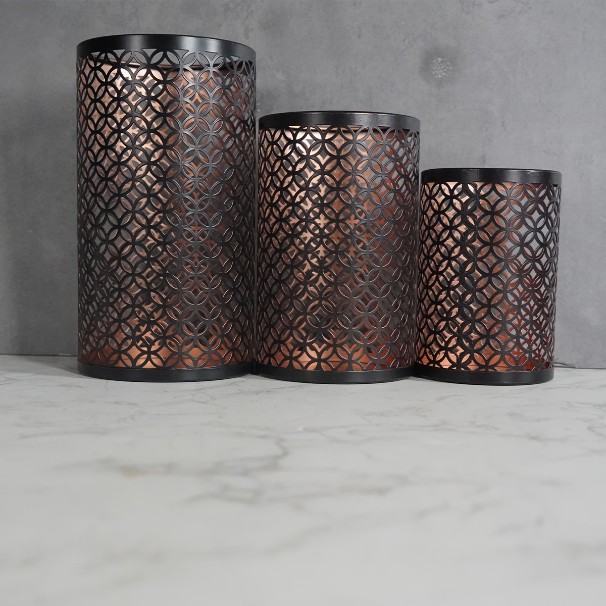 TEMU 3pcs New Morocco Classical Wind Lamp Wrought Iron Candle Holder Decorative Lantern Home Decoration Pendant, Which Used As A Flower Pot,