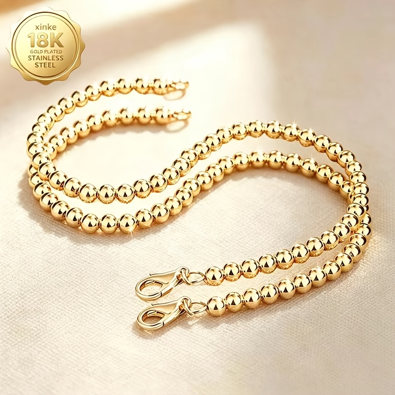 2pc High-Quality 18K Golden Plated Bracelets, Exquisite Bead Jewelry