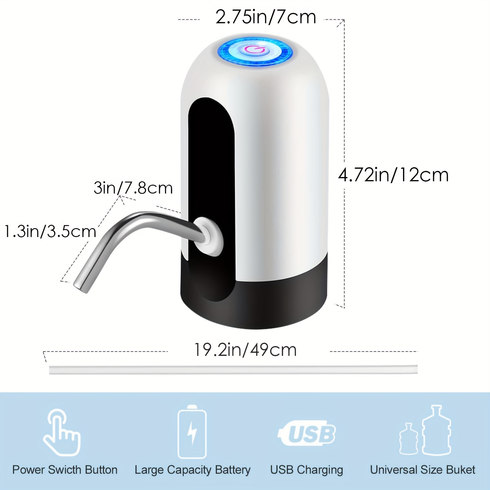 usb rechargeable electric water bottle   automatic dispenser for dorms 400mah lithium battery details 4