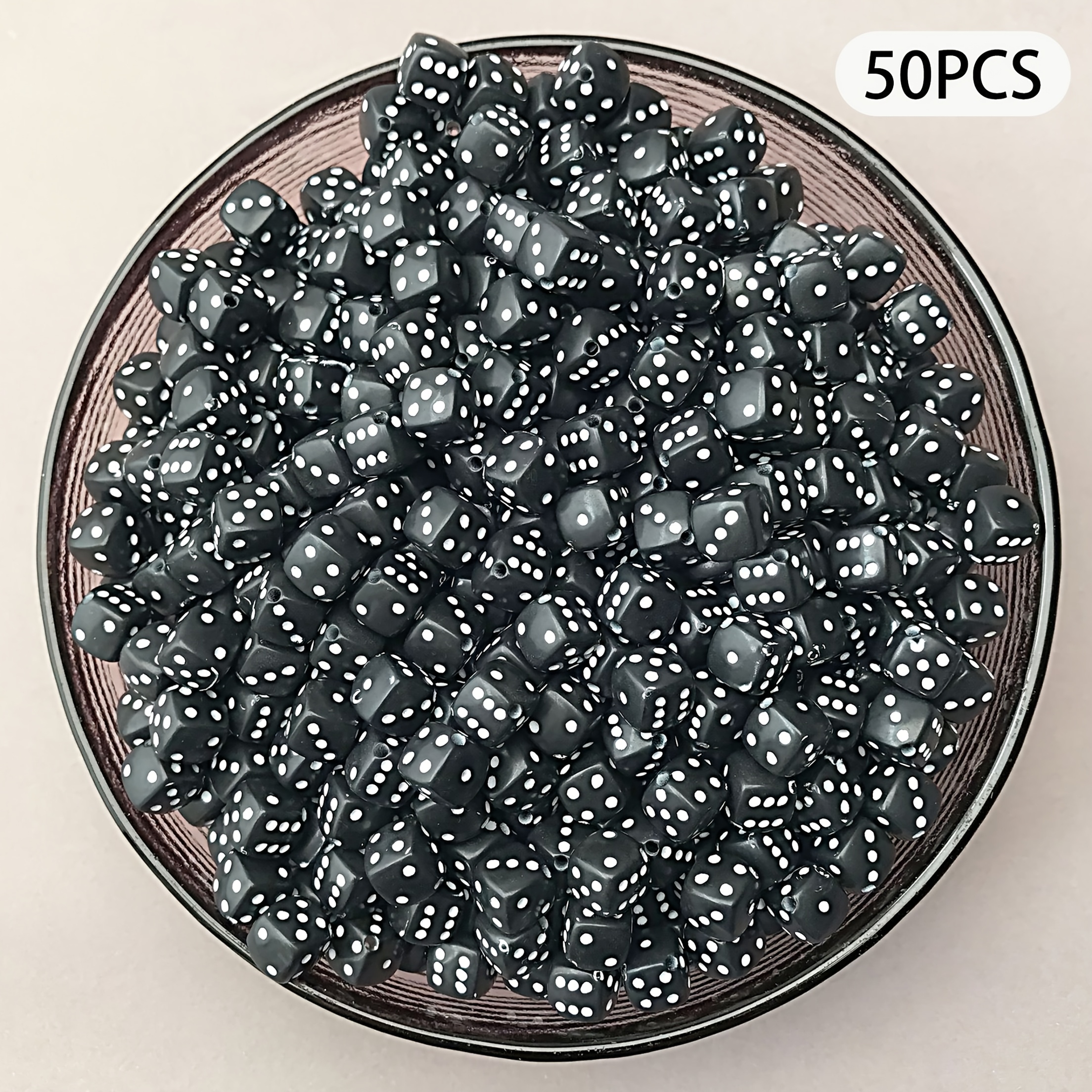 TEMU 50 Stück Schwarze Würfelförmige Perlen für Handgemachten DIY Schmuckzubehör