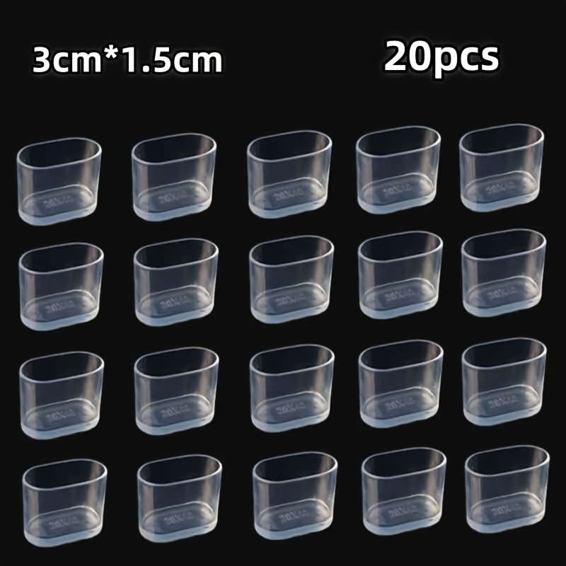 TEMU 20pcs Transparent Scratch-resistant Flexible Furniture Leg Protectors, Noise Reduction Oval Design, Washable - Suitable For Cabinets, Chairs,