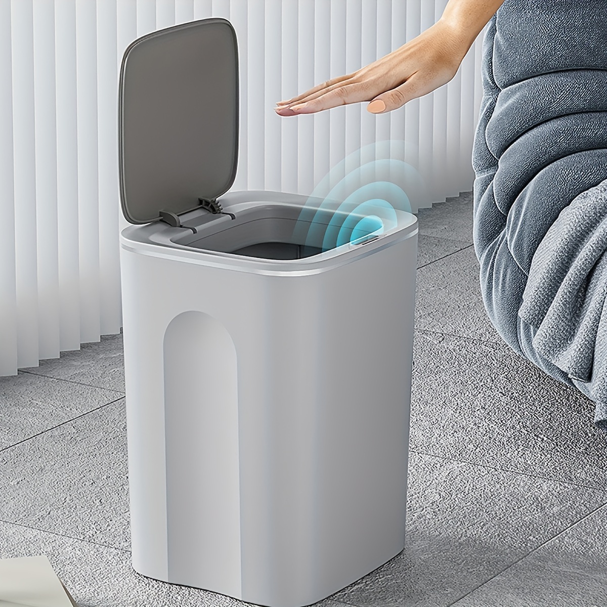 smart touchless trash can automatic open close   waterproof design for home use details 2