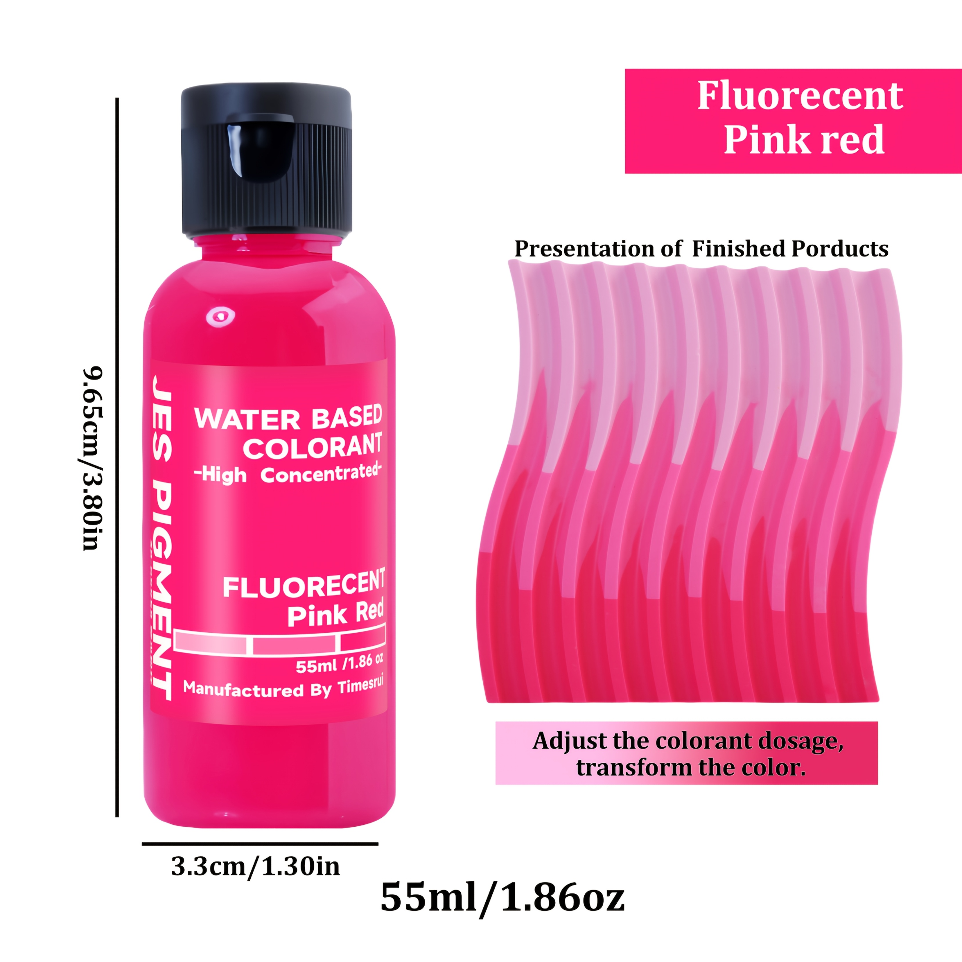 Image of 55ml/1.86oz High Concentration Fluorescent Liquid Pigment For Concrete & Gypsum Diy, Water-based Dye For Cement & Plaster Gypsum Coloring - 12 Neon Colors Pigment For Diy Home Decor And Crafting