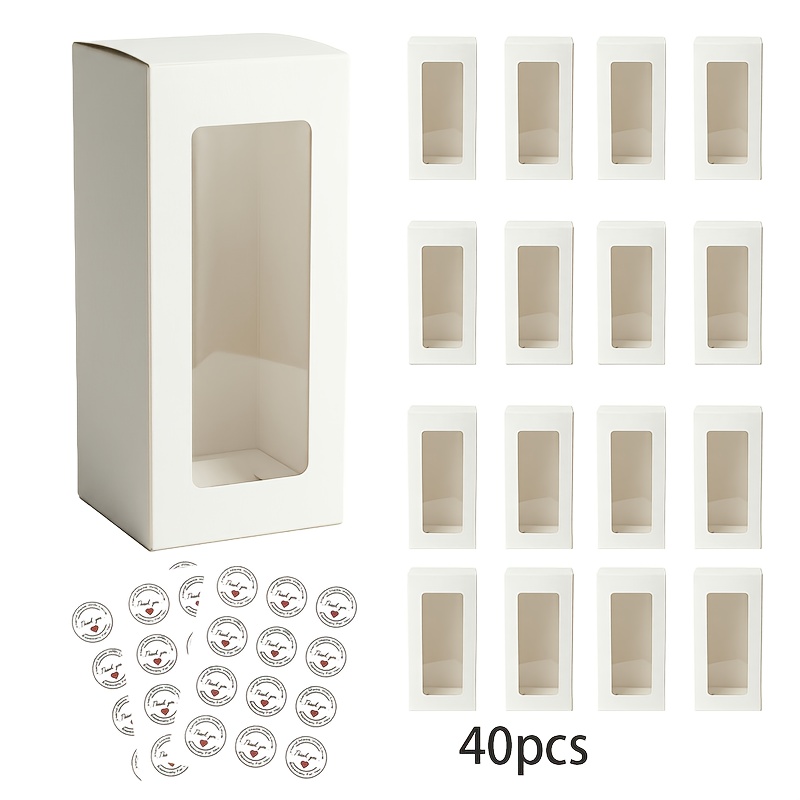 TEMU 40pcs Glass Cup Gift Box Set, 8cm*8cm*20cm White Transparent Wine Glass Gift Box With Window, Suitable For 12oz, 16oz, 20oz Drinking Glasses,