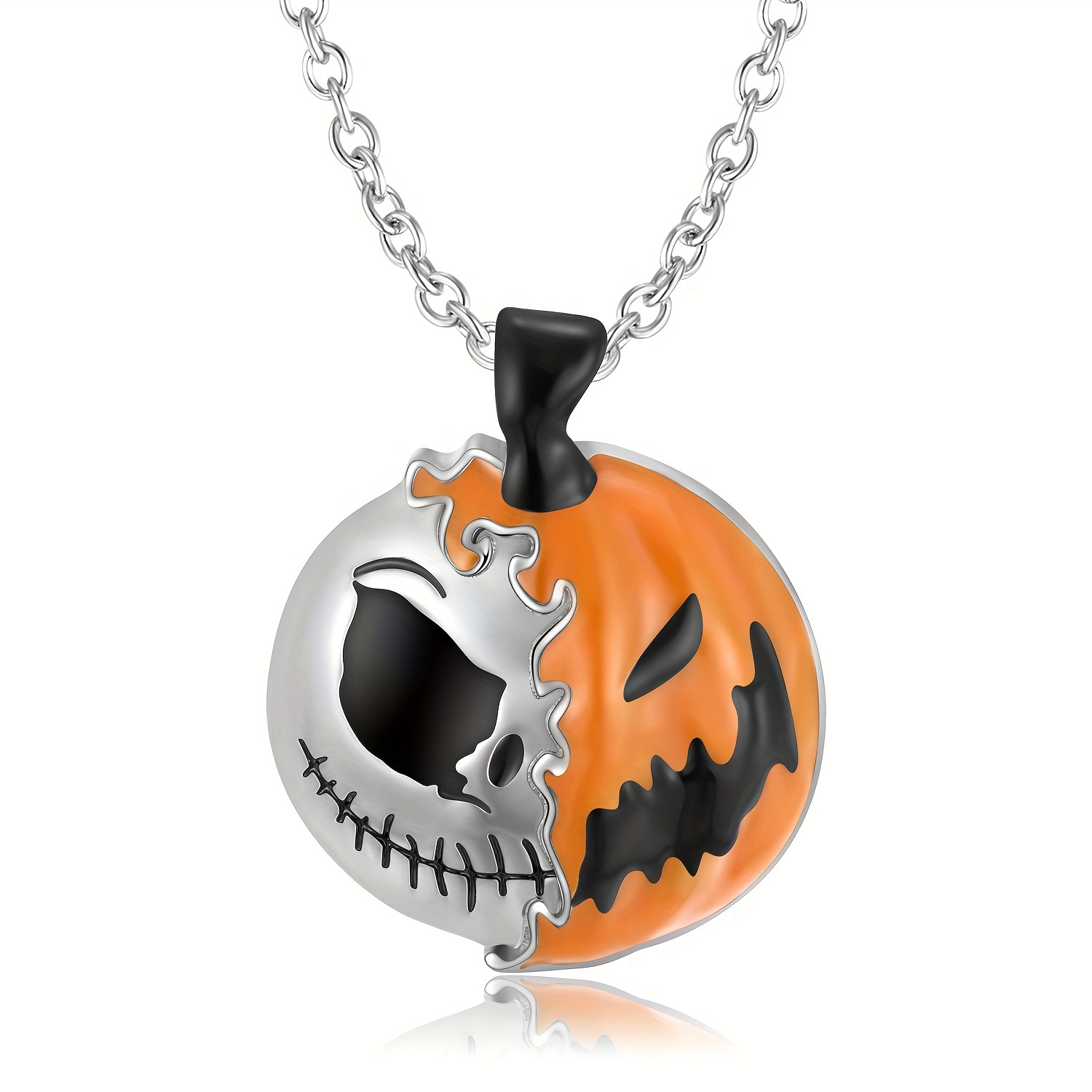 

2 Skull Pumpkin Head Pendant Necklace Women's Fashion Hip Hop Party Jewelry Gift