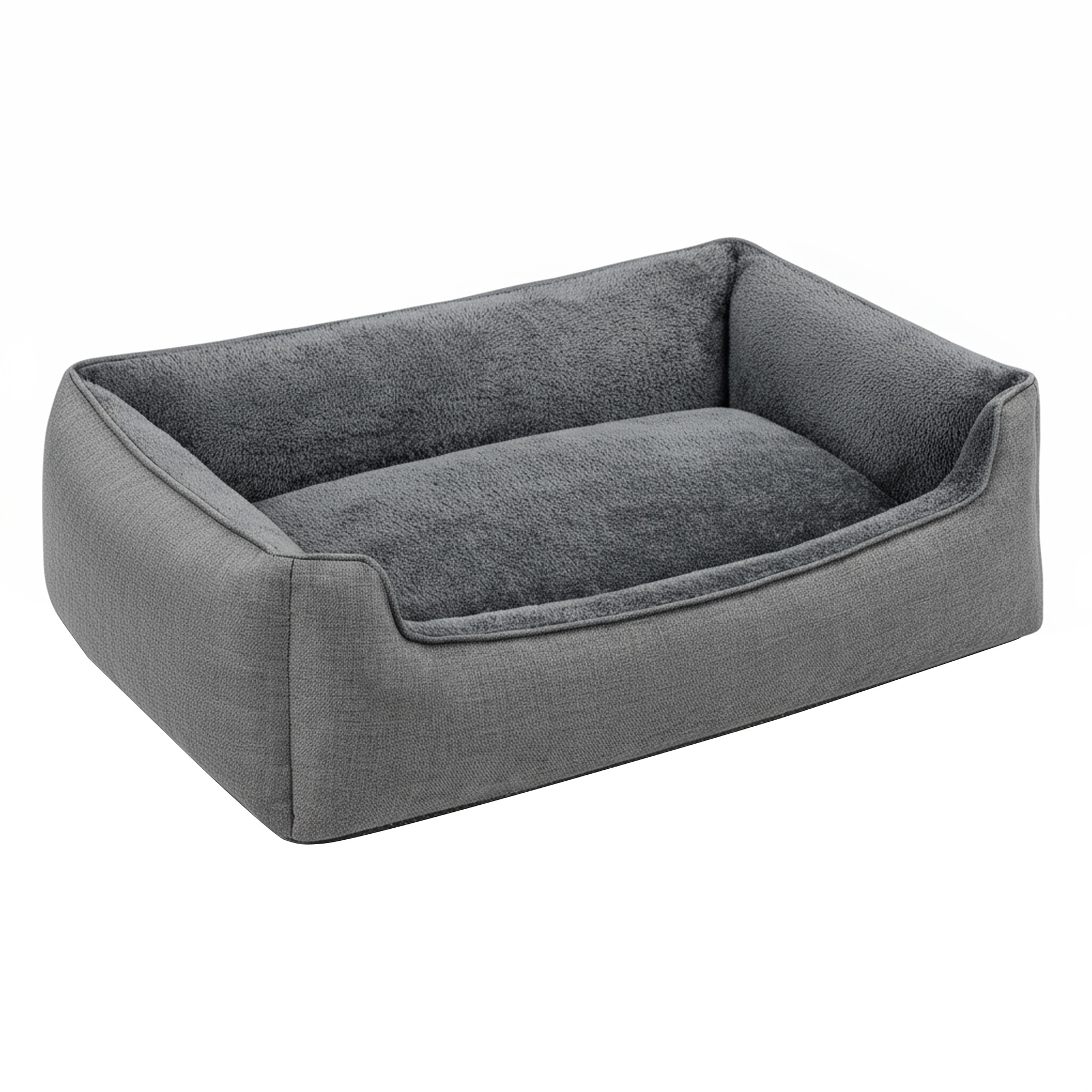 Image of Dog Bed, Linen- Bed, Dog Sofa Bed With Raised Edges, Non-slip Bottom, Removable Washable Cover, Xl, For Large Dogs, 100 X 75 X 25cm, Grey