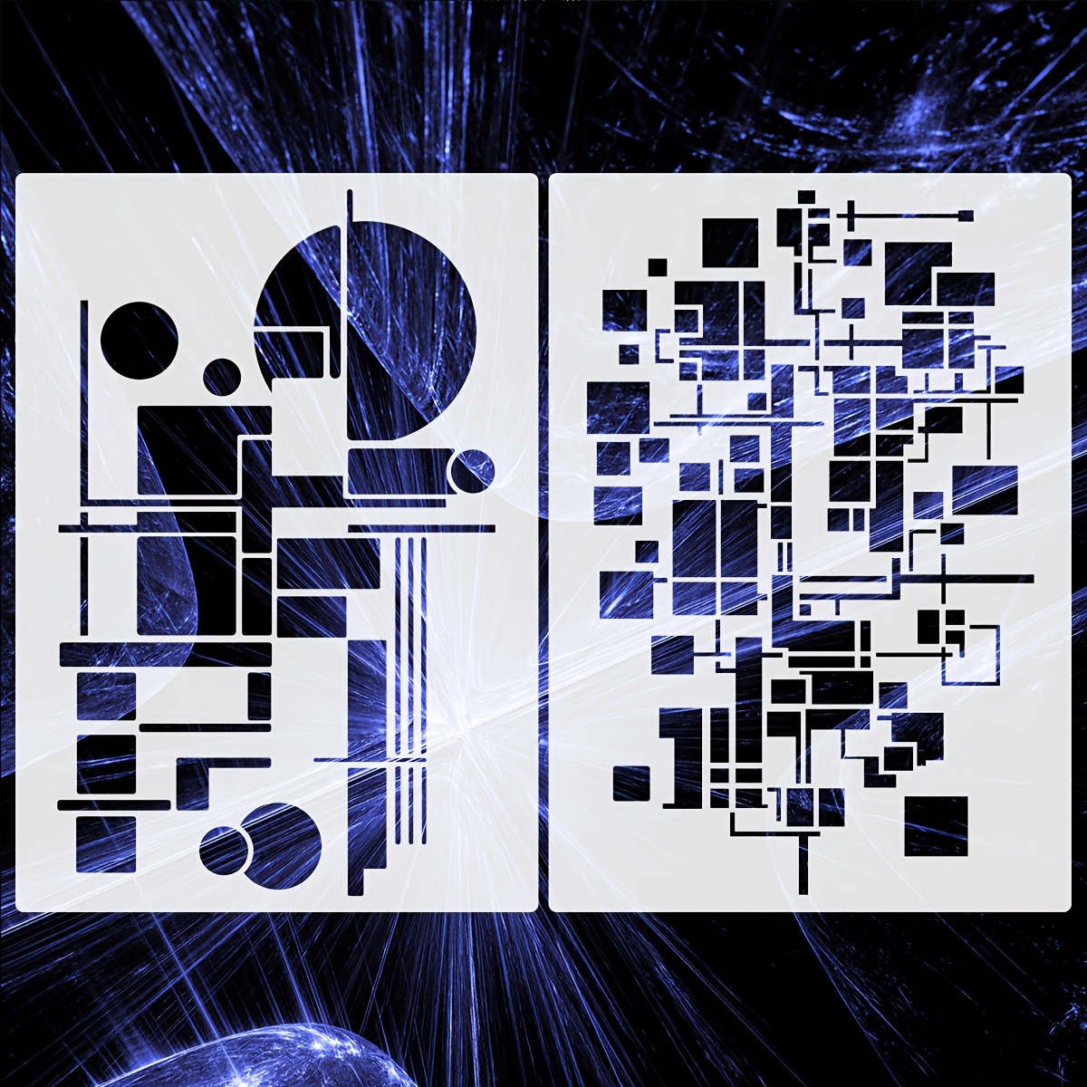 TEMU 2 pezzi Riutilizzabili Regolari Intrecciati Geometria Piastrelle da Parete Decorazione Casa Pittura Stencil, 11.8X7.3 Pollici, Template in