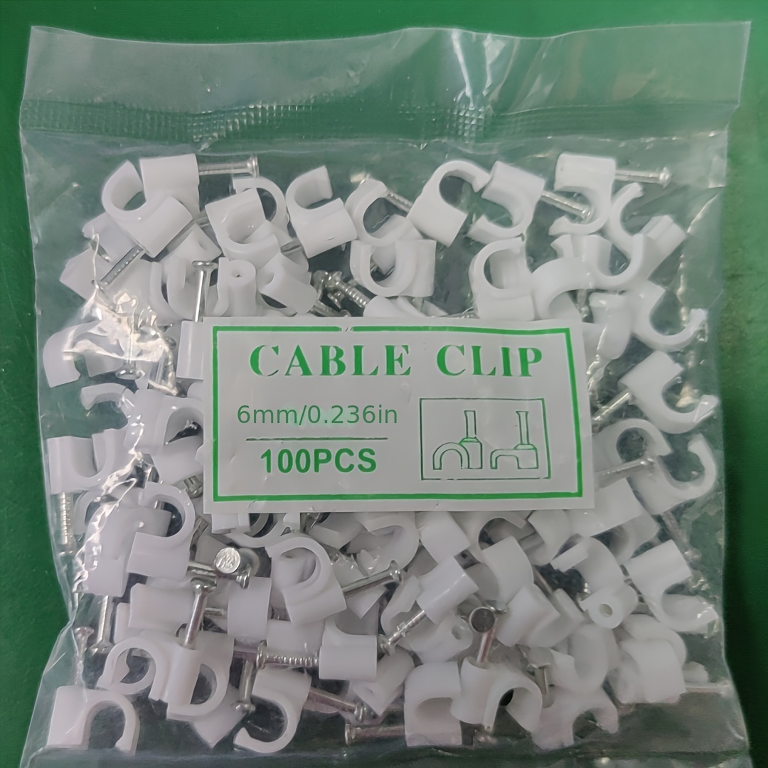 

-pack White Cable Clips, Plastic, Wall Mounted Cable Management Clamps, Tools, Tool Storage Accessories